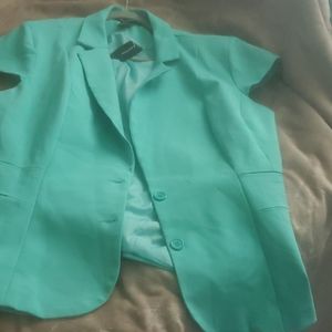 Light Turquoise short sleeve jacket.